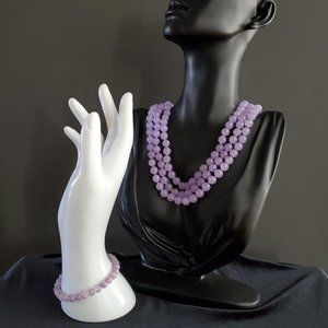 Lavendar quartz bead necklace and bracelet